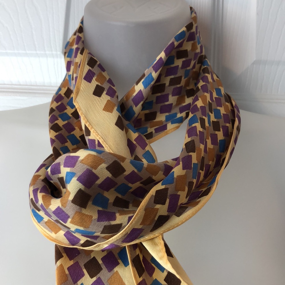 Echo Elegantly Patterned Pointed End Silk Scarf - image 1